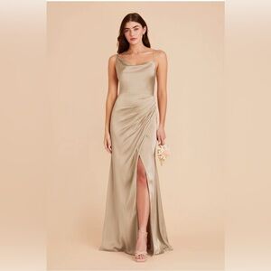 Birdy Grey Jennifer Dress - Matte Satin Neutral Champagne , M